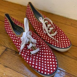 Keds red and white polka dot sneakers